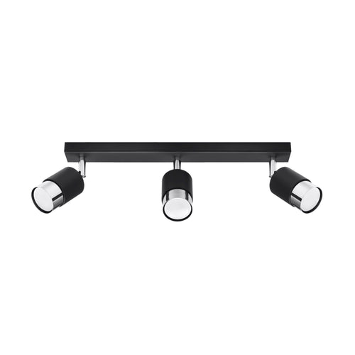 Sollux Lighting Plafondlamp NERO 3 zwart/chroom - 45x5x18cm