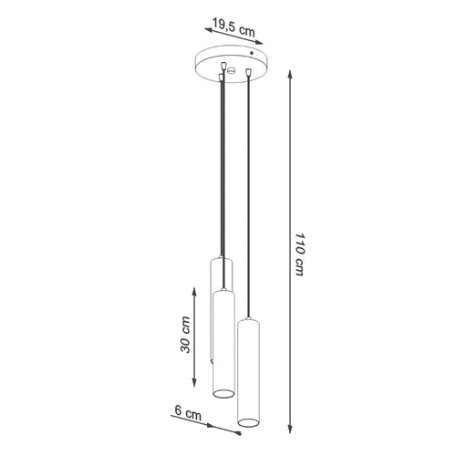 Sollux Lighting Hanglamp LAGOS 3P wit - 20x20x110cm