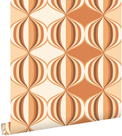 ESTAhome behang grafisch motief oranje bruin - 50 x 900 cm - 131838