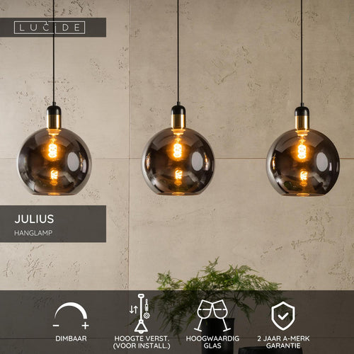 Lucide hanglamp JULIUS - 3xE27 - Fumé