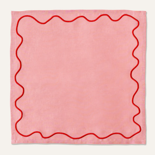 Kulu Club servetten Wavy - 100% linnen - roze - set van 2 - vtwonen shop