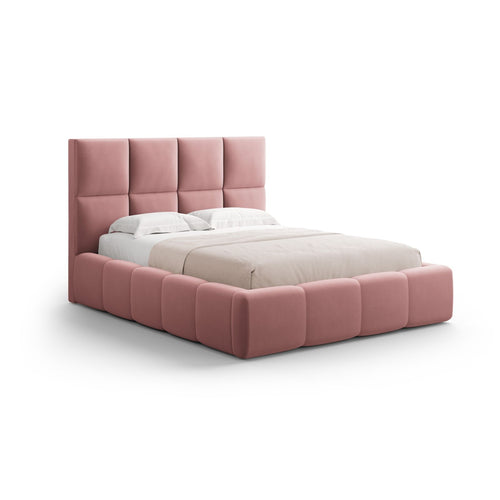 Cosmopolitan Design - Opbergbed met hoofdeinde Livigno 200x200cm flueel roze - 230x225x125cm