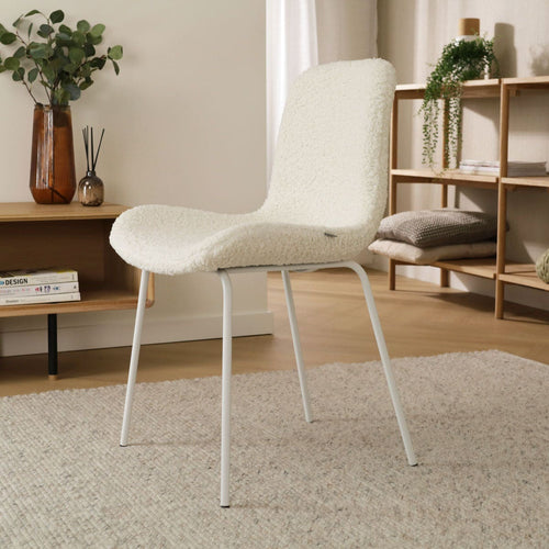 Nolon Nora-Fé Eetkamerstoel Teddy Wit - Stof - Witte Poten - vtwonen shop
