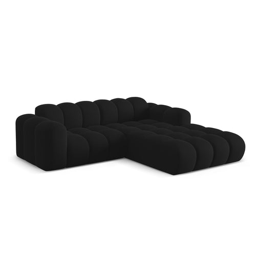 Cosmopolitan Design - Rechter hoekbank Treno 3-zits, flueel zwart - 184x240x70cm
