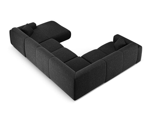 Cosmopolitan Design Panoramische hoekbank links Nolio 6-zits, chenille zwart - 252x342x72cm