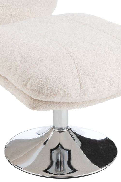 J-Line zetel Relax + Voetbank - metaal/multiplex  - creme/zilver