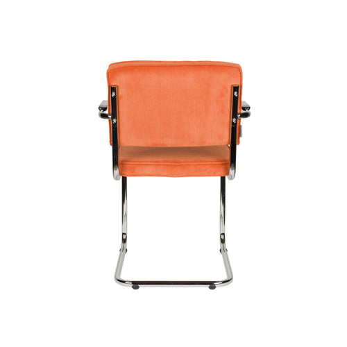 Zuiver Ridge Rib Eetkamerstoelen Armleuning Oranje - Set van 2