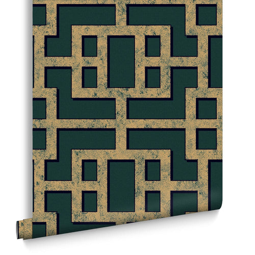 Graham & Brown Vliesbehang - Rendo Green & Copper - 10mx52cm - vtwonen shop