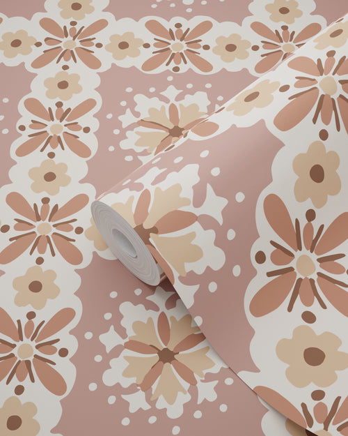 ESTAhome behang vintage bloemen mauve paars en bruin - 50 x 900 cm - 131501 - vtwonen shop