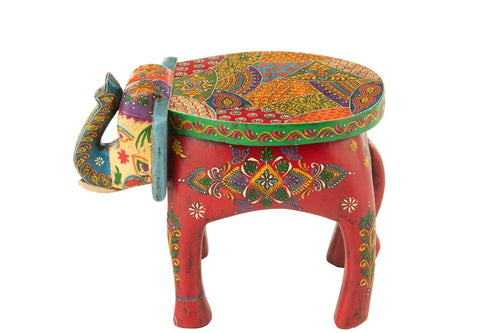 J-Line kruk Olifant Delhi - hout - mix