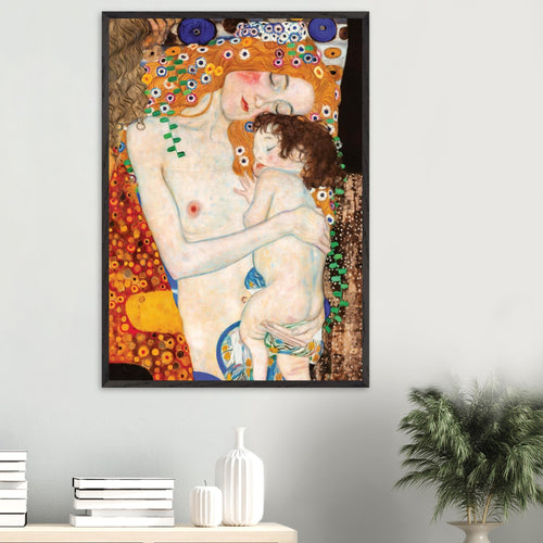 Artfulprints Poster met Lijst Gustav Klimt - The three ages of the woman   - A4 21x29.7 cm - Meerkleurig