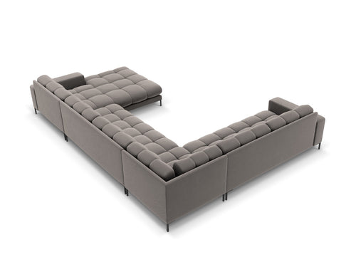 Cosmopolitan Design Panoramische hoekbank links Bali 7-zits, flueel, lichtgrijs - 256x327x75cm