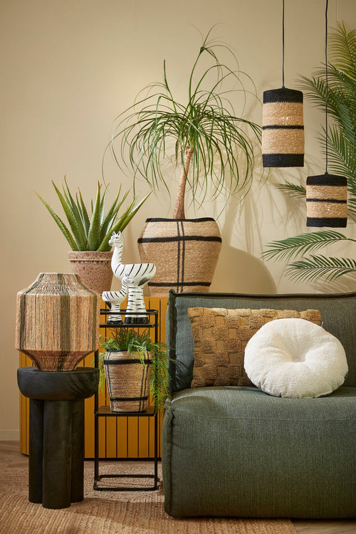 Mica Decorations Liliano Lantaarn - H36 x Ø30 cm - Jute - Donkergroen - vtwonen shop