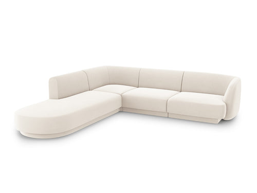 Micadoni linker hoekbank Miley 6-zits, flueel, lichtbeige - 248x255x70cm