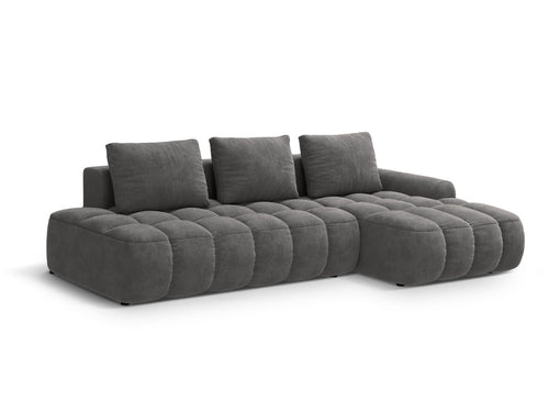 Cosmopolitan Design Converteerbare hoekbank rechts met opbergdoos Linz 3-zits, flueel grijs - 142x275x84cm