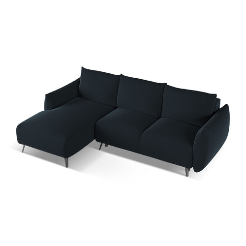 LaMiaSofa hoekbank links Genova - velours - koningsblauw - 242x162x86