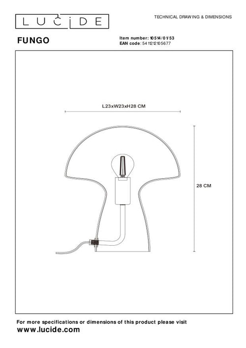 Lucide tafellamp FUNGO - 1xE27 - Oranje - vtwonen shop