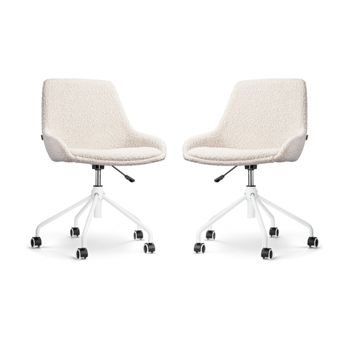 Nolon Nout-Isa Bureaustoelen Set van 2 - Bouclé Beige - Wit - vtwonen shop
