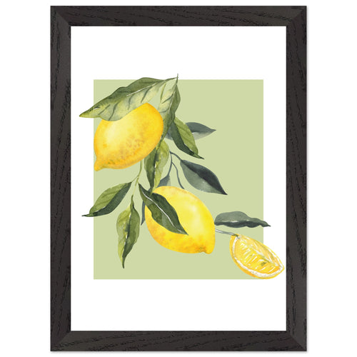 Artfulprints Poster met Lijst Fruits - Lemon tree symphony   - A4 21x29.7 cm - Groen