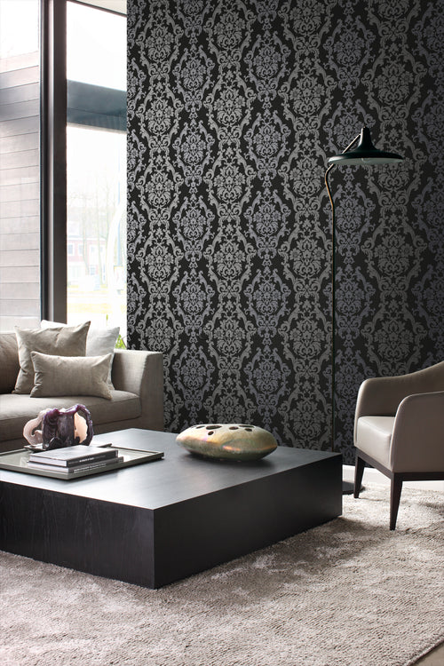 Origin Wallcoverings behang ornamenten zwart en glanzend brons - 53 cm x 10,05 m - 346208