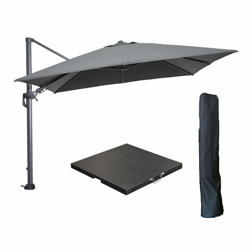 Garden Impressions zweefparasol Hawaii donker grijs 3x3 m incl 90 kg voet en hoes - vtwonen shop