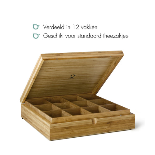 Bredemeijer - Theekist 12-vaks gesloten bamboe naturel