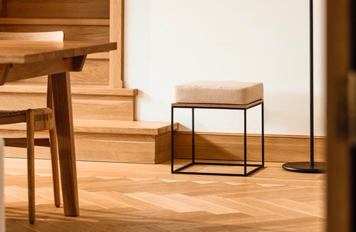 noo.ma FEO Poef - Black Oak / Creme Beige