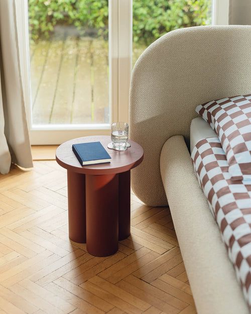 noo.ma Oly Stool - ronde multifunctionele kruk/zijtafel, Auburn Red