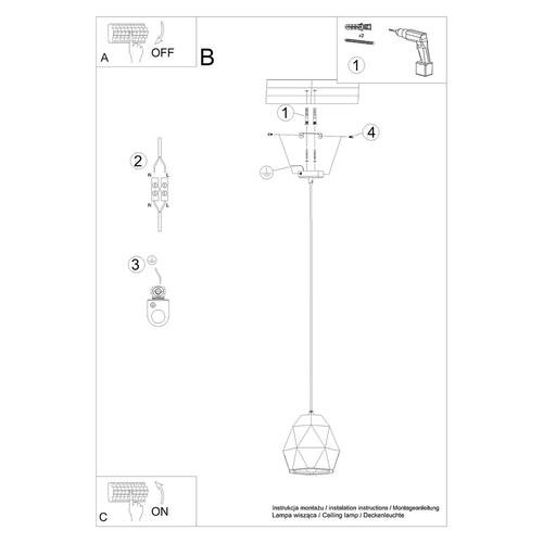 Sollux Lighting Hanglamp keramiek MINT - 20x20x125cm