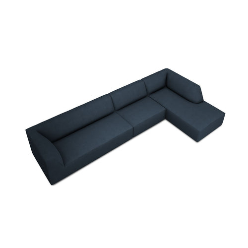 Cosmopolitan Design - Modulaire hoekbank rechts Siena 5-zits, structurele stof marineblauw - 180x366x69cm