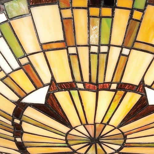 Deckenleuchte im Tiffany-Stil Valiant Bronze, Kunstglasschirm 2x E27