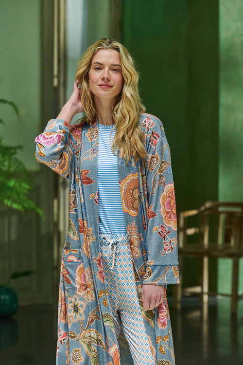 Pip Studio - Tatum Pyjama Shirt - Dames - Little Sumo Stripe - Blauw - M