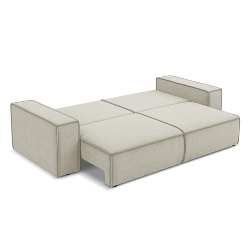 LaMiaSofa 3-zits slaapbank Livorno - textuurstof - lichtbeige - 255x105x85