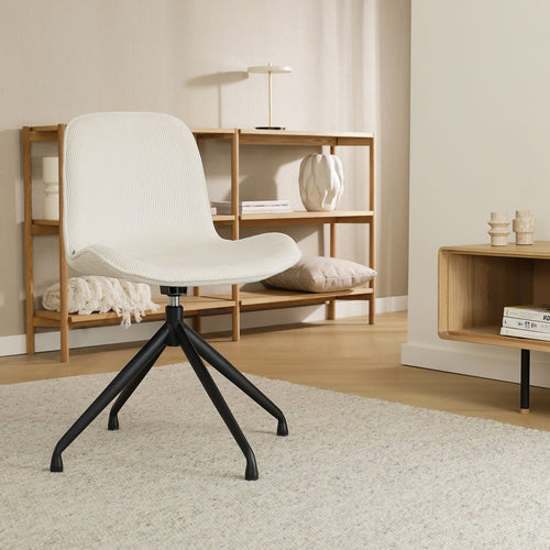 Nolon Nola-Fé Draaibare Eetkamerstoelen Set van 2 Rib Crème - Zwart - vtwonen shop