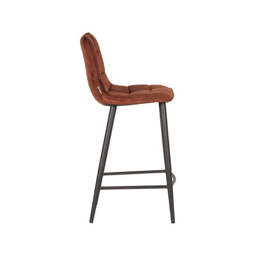 LABEL51 Barstoel Jelt - Bruin Velvet - Zithoogte 65cm - Set van 2