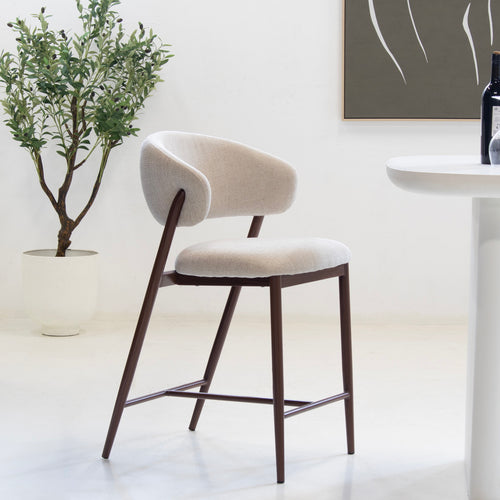 DÉJA Living Barstoel Skive - Beige/Walnoot - Zithoogte 67cm - Set van 2 - vtwonen shop