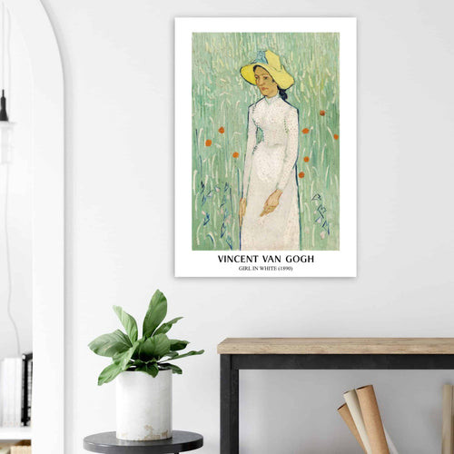 Artfulprints Poster met Lijst Vincent van Gogh - Girl in white   - 50x70 cm - Groen