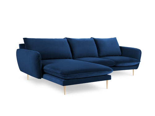 Cosmopolitan Design linker hoekbank Vienna 5-zits, flueel, koningsblauw - 170x255x95cm