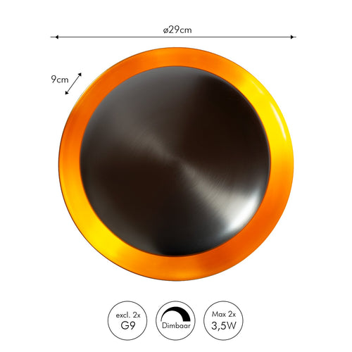 Atmooz wandlamp Ugo - antiek messing - Ø 29 x H 9 cm - G9