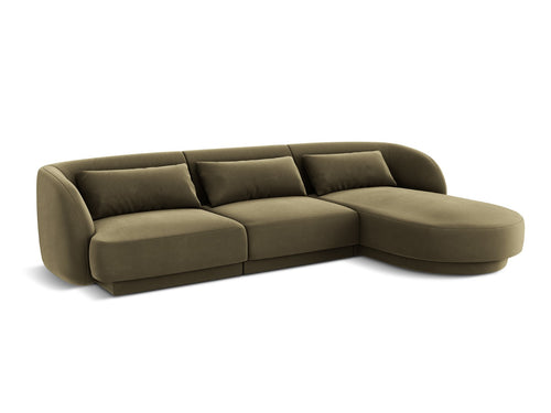 Cosmopolitan Design rechter hoekbank Tulum 4-zits, flueel, groente - 156x255x70cm