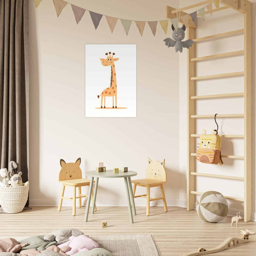 Artfulprints Poster Kleine giraffe   - 70x100 cm - Geel