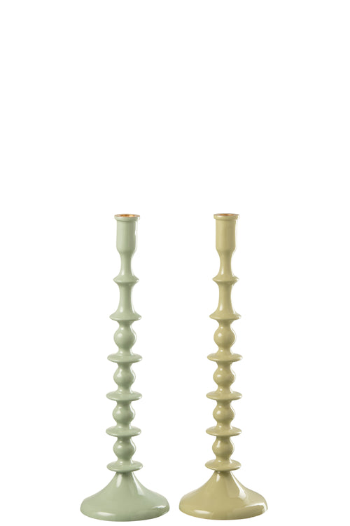 J-Line kandelaar - aluminium - groen - 2 stuks