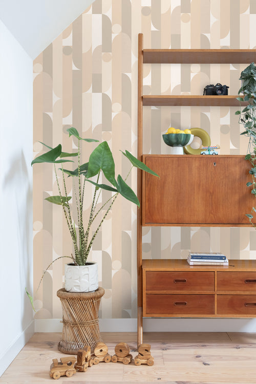 ESTAhome behang geometrische vormen beige - 50 x 900 cm - 131056 - vtwonen shop