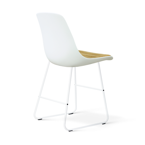 Nolon Nino-Liv barkruk wit met warm oker zitkussen - wit onderstel - 65 cm