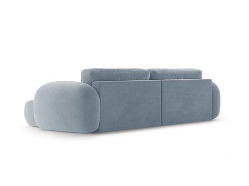 Cosmopolitan Design Omkeerbare converteerbare hoekbank met opbergdoos Tonale 4-zits, flueel blauw grijs - 149x262x88cm