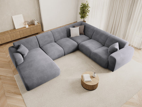 Cosmopolitan Design Panoramische hoekbank rechts Nolio 6-zits, flueel donkergrijs - 252x342x72cm