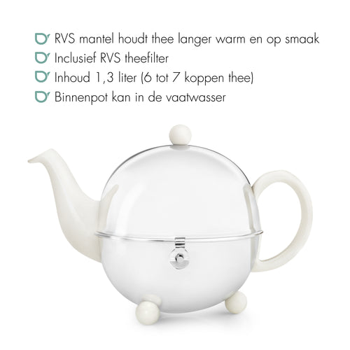 Bredemeijer - Theepot Cosy - 1,3 liter - Wit - vtwonen shop