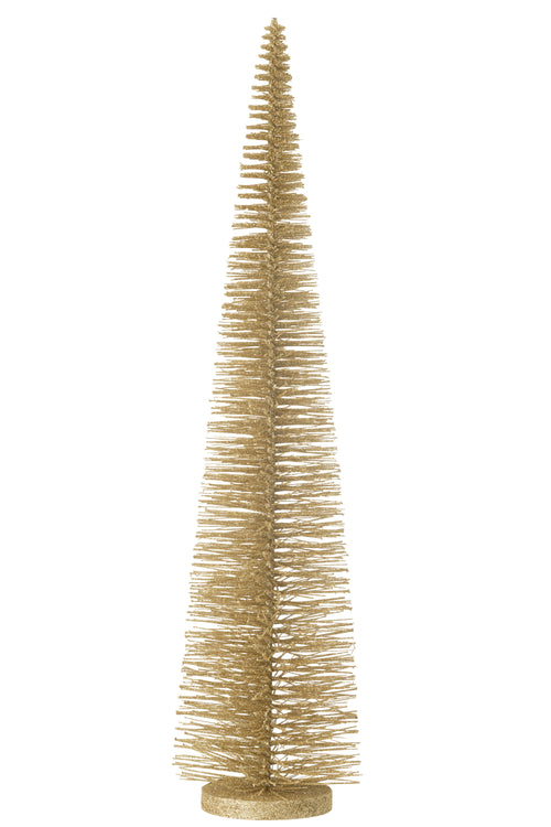 J-Line decoratie Kerstboom Glitter - kunststof - lichtgoud - large