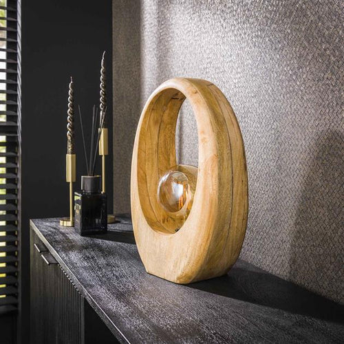 Giga Meubel Tafellamp Arch Wood L - Mangohout - 1-Lichts - 30x13x43cm