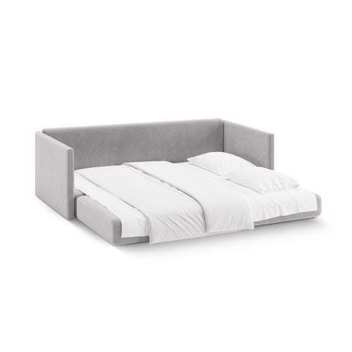 Cosmopolitan Design - Converteerbare bank Shannon 3-zits, flueel lichtgrijs - 94x209x87cm